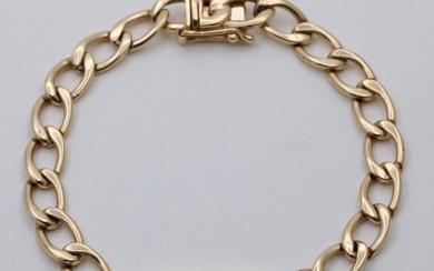 Vintage 14K Gold and Diamond Flat Curb Link Bracelet, 6.5”...