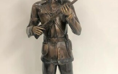Vintage Bronze Davy Crockett Sculpture on Marble Base