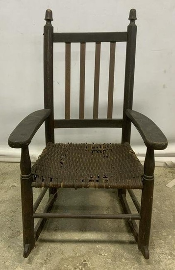 Vintage Dark Wood Childs Rocking Chair