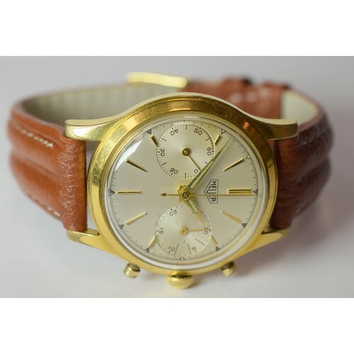 Vintage Heuer Chronograph c1960s Signed Ed Heuer Gold plated...