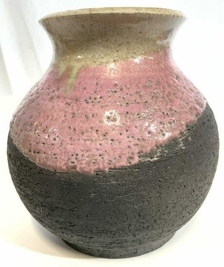 Vintage Signed Tri Tone Ceramic Vase