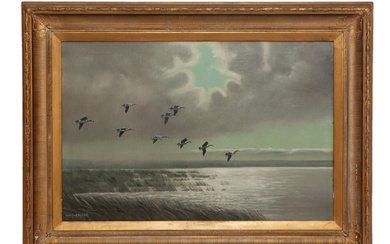 William Robert Thrasher, Geese In Flight Oil on Canvas