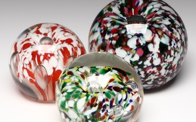 Zimmerman Glass and Other Handmade Floral Motif Art Glass Paperweights