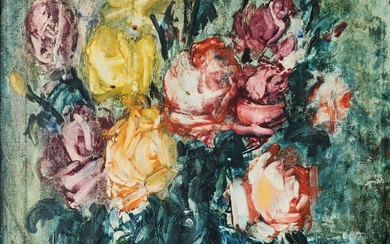 Zvi Raphaeli 1924-2005 (Israeli) Vase of flowers oil on...