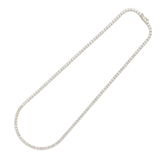 a white gold and diamond riviere necklace