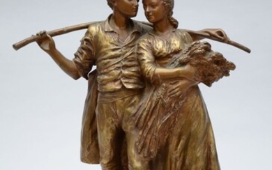 d'Aste : sculpture en bronze 'couple amoureux' (H45cm)