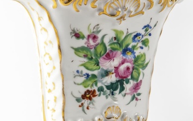 An Old Paris Polychrome Porcelain Vase, France, ca 1830-1860
