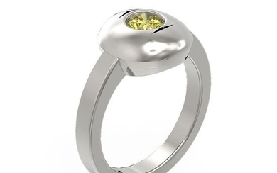 0.52 ctw Fancy Yellow Diamond Ring 18K White Gold