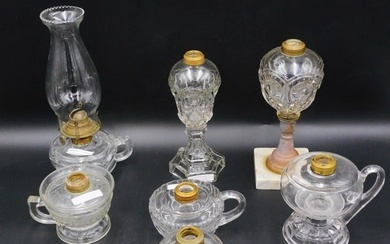 (10) clear glass lamps. 19th century. To include