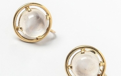 14kt Gold and Moonstone Earclips
