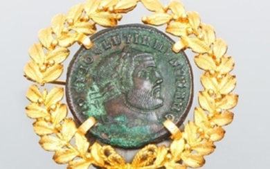 Ancient Roman Coin in 18K Gold Mounting