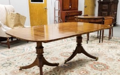 George III-style Carved Mahogany Double-pedestal Dining Table