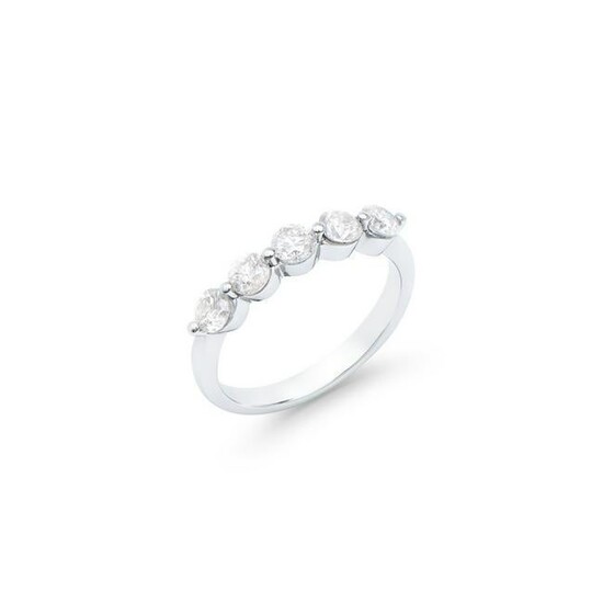 1.05 CTS CERTIFIED DIAMONDS 14K WHITE GOLD RING SIZE