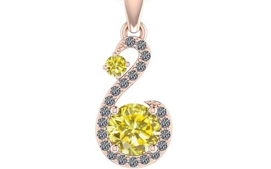 1.08 Ctw i2/i3 Treated Fancy Yellow And White Dimaond 14K Rose Gold Pendant