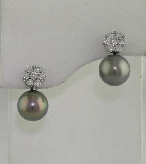 10K WHITE GOLD SOUTH SEA 12mm BLACK PEARL 1 1/2ct ROUND