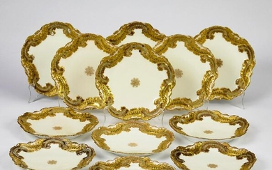 (12) LS and S Limoges gilt porcelain plates, 19th c.