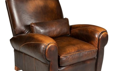 Brown Leather Reclining Club Chair