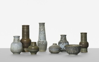 Gunnar Nylund, collection of eight vases