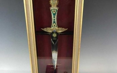 A HOUSE OF FABERGE CROWNED JEWELED DAGGER