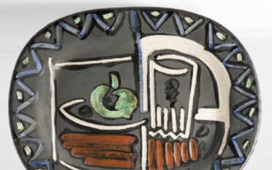 Pablo Picasso ( Malaga 1881 - Mougins 1973 ) , "Nature morte" 1953 polychrome glazed ceramic cm 32x39 Edition Picasso Madoura Plein Feu Provenance Private collection, Ivrea Literature A. Ramié...