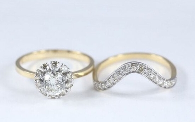 14 K Yellow & White Gold Set of 2 Diamond Rings