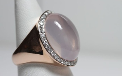 14 kt. Pink gold - Ring - 24.45 ct Quartz - Diamonds