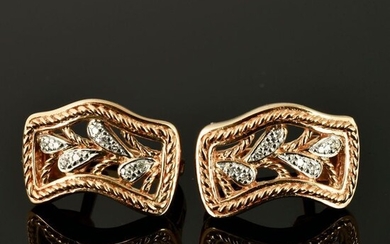 14 kt. Pink gold, White gold - Earrings - 0.09 ct Diamond