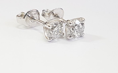14 kt. White gold - Earrings - 1.09 ct Diamond