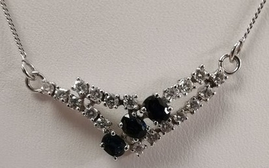 14 kt. White gold - Necklace, Necklace with pendant, Pendant - 0.33 ct Diamond - Demantoid, Demantoids, Sapphires