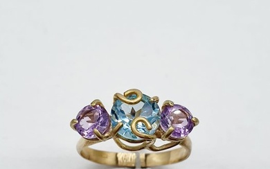 14 kt. Yellow gold - Ring - 1.50 ct Topaz - Amethysts