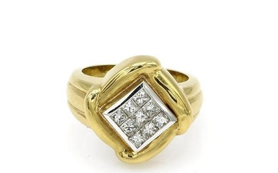 14K Yellow Gold Fancy Invisible Set Diamond Ring