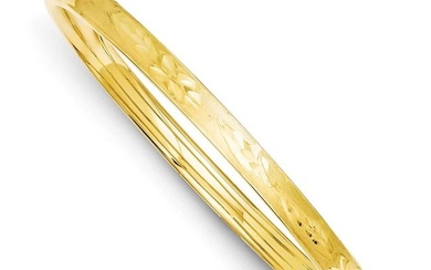 14k Gold 3/16 Diamond-cut Concave Hinged Bangle