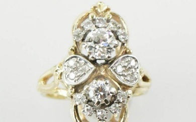 14k Yellow Gold and Diamond Ring