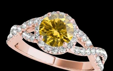 1.54 ctw Certified SI/I Fancy Intense Yellow Diamond Ring 10k Rose Gold