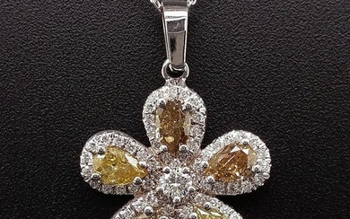 1.67ct Natural Fancy Mix Color Flower Diamonds - 14 kt. White gold - Ring - ***No Reserve Price***