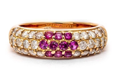 18 kt. Gold - Ring - 0.40 ct Ruby - Diamonds
