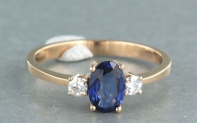 18 kt. Pink gold - Ring - 0.14 ct Diamond - Sapphire