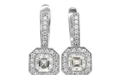18 kt. White gold - Earrings - 1.01 ct Diamond - Diamonds