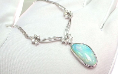 18 kt. White gold - Necklace - 3.20 ct Opal