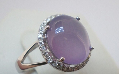 18 kt. White gold - Ring - 4.85 ct Purple Chalcedony - Diamond