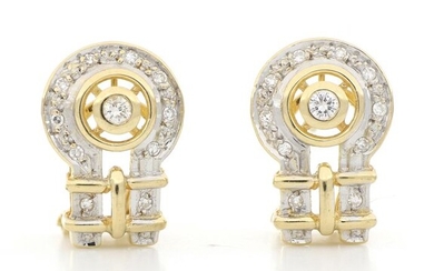 18 kt. White gold, Yellow gold - Earrings - 0.30 ct Diamonds