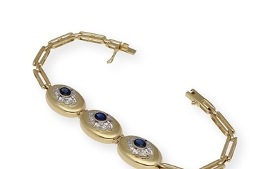 18 kt. Yellow gold - Bracelet - 0.60 ct Diamond - Sapphires