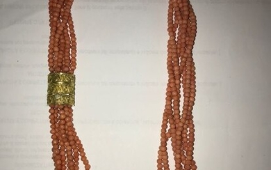 18 kt. Yellow gold - Necklace coral