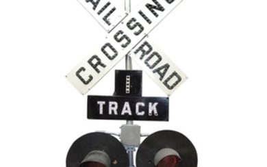 Railroad Crossing Signal with Cross-Buck and Lights