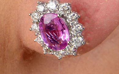 18ct gold pink sapphire & diamond earrings