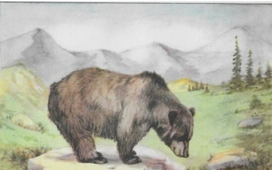 1920's Grizzly Bear, Color Lithograph Print