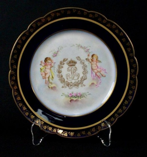 19Th C French Sevres Porcelain Cabinet Plate: King