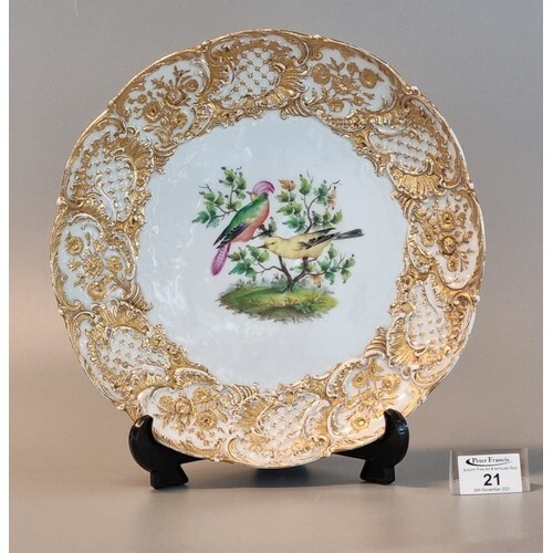 19th Century Meissen porcelain dish, the borders with relief...