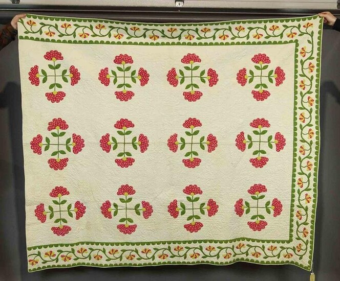 19th c. Floral Applique Quilt