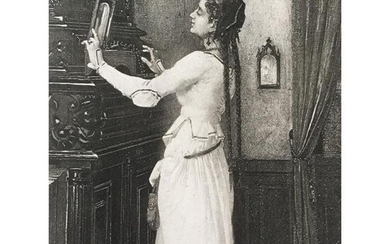 19thc Photogravure Print, Marguerite Tempted